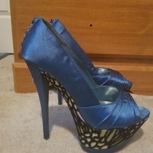Blue satin Heels